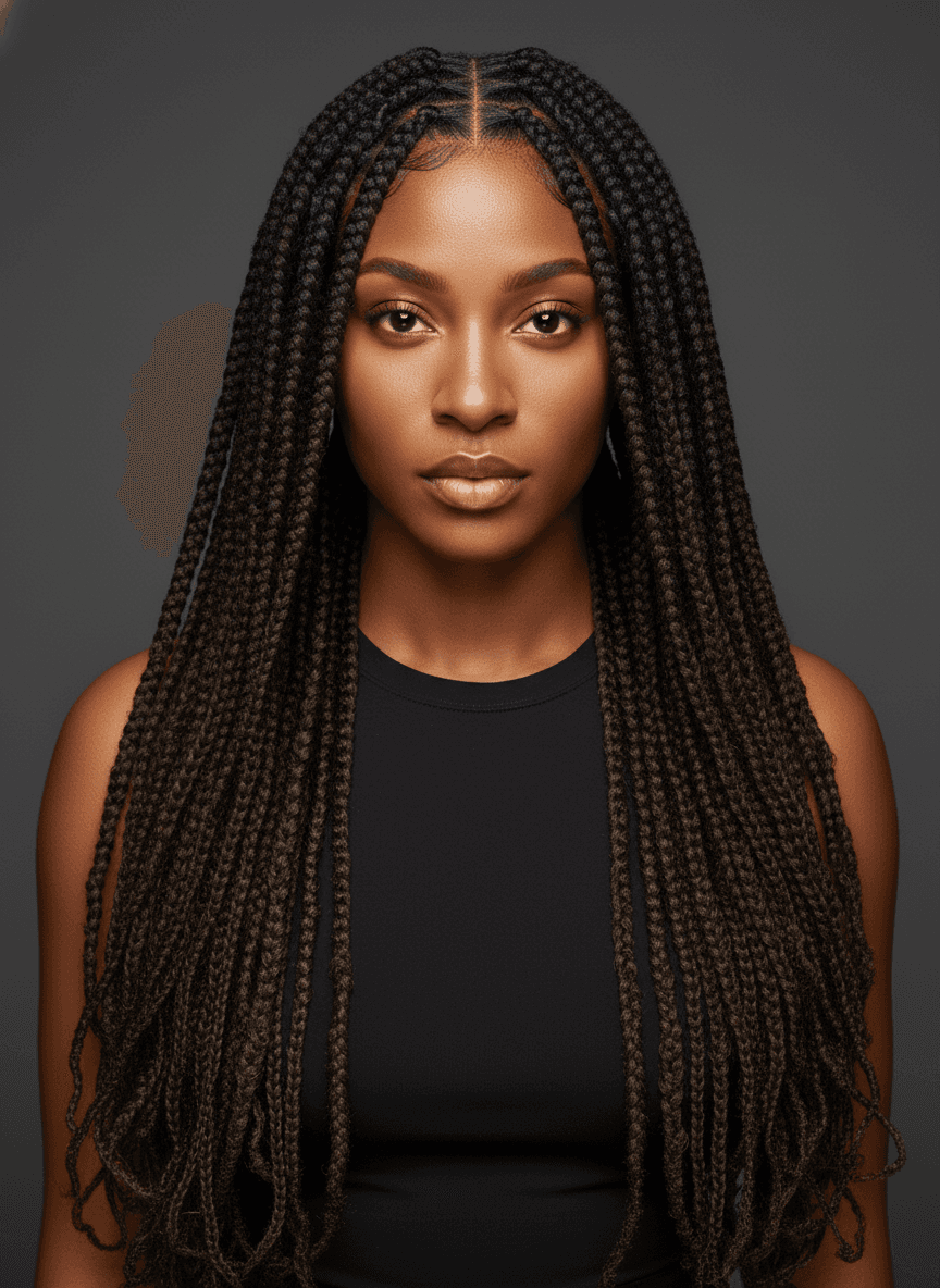 Black woman with butterfly locs, textured statement portrait