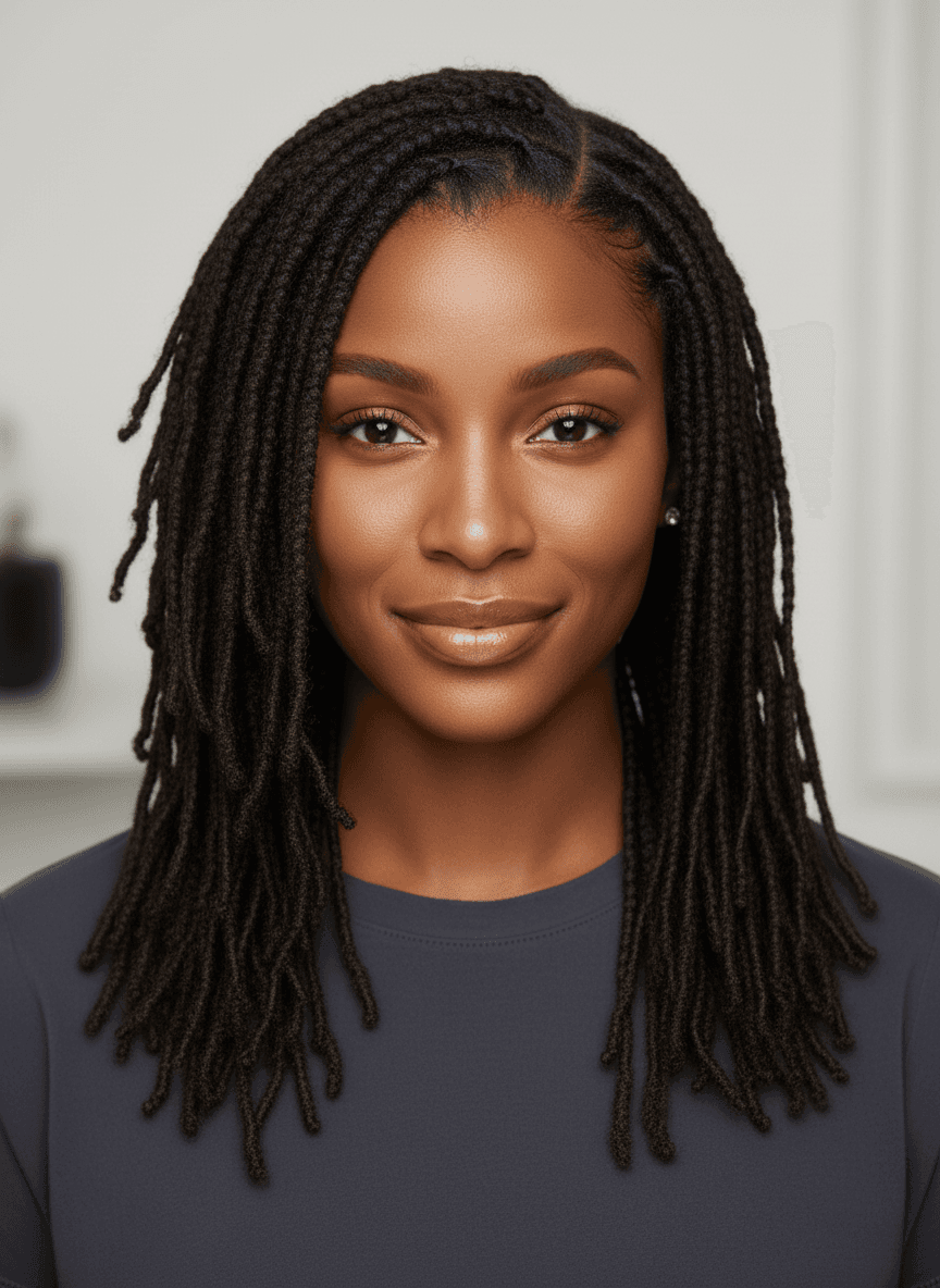Natural loc care and retwist, studio portrait